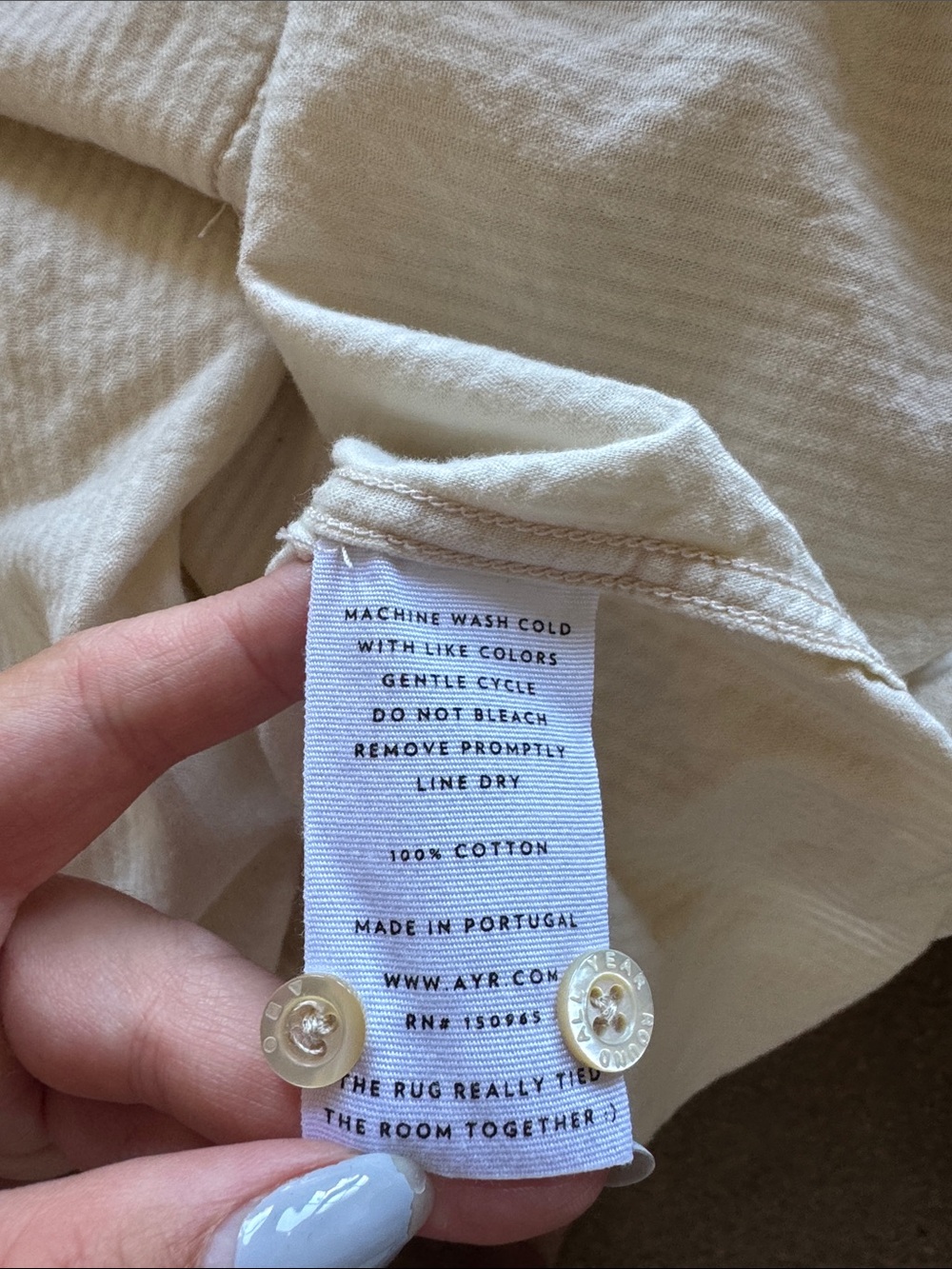 AYR Cream Button Up - Picture 6 of 6